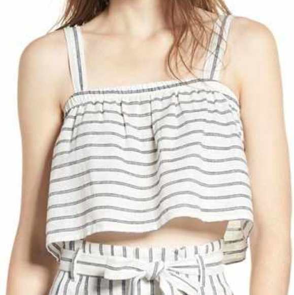 Ten Sixty Sherman Tops - Ten Sixty Sherman Linen Stripe Tank Crop Top